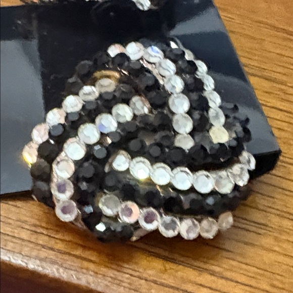 VINTAGE BELLINI DESIGNER  BLACK  & CLEAR SCROLL CRYSTAL HAND MADE NEW - Picture 8 of 11